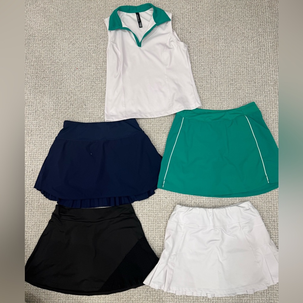 BUNDLE of Tennis / golf  Women's  Skirts - Medium - Green, Navy, Black , White!